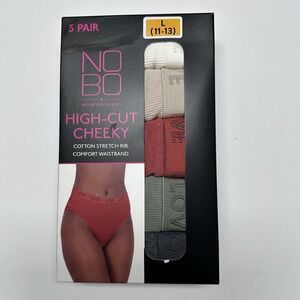 No Boundaries Women's Cotton Stretch High-Cut Cheeky Size L (11-13) 5 Pair New